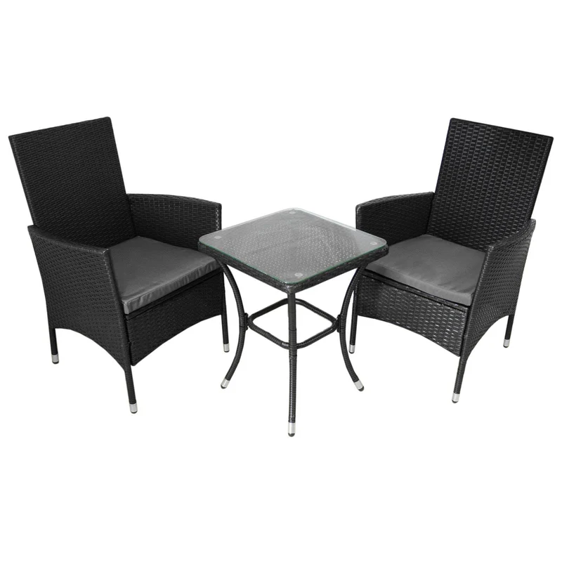 Jardí Set Bistro en Rotin Noir