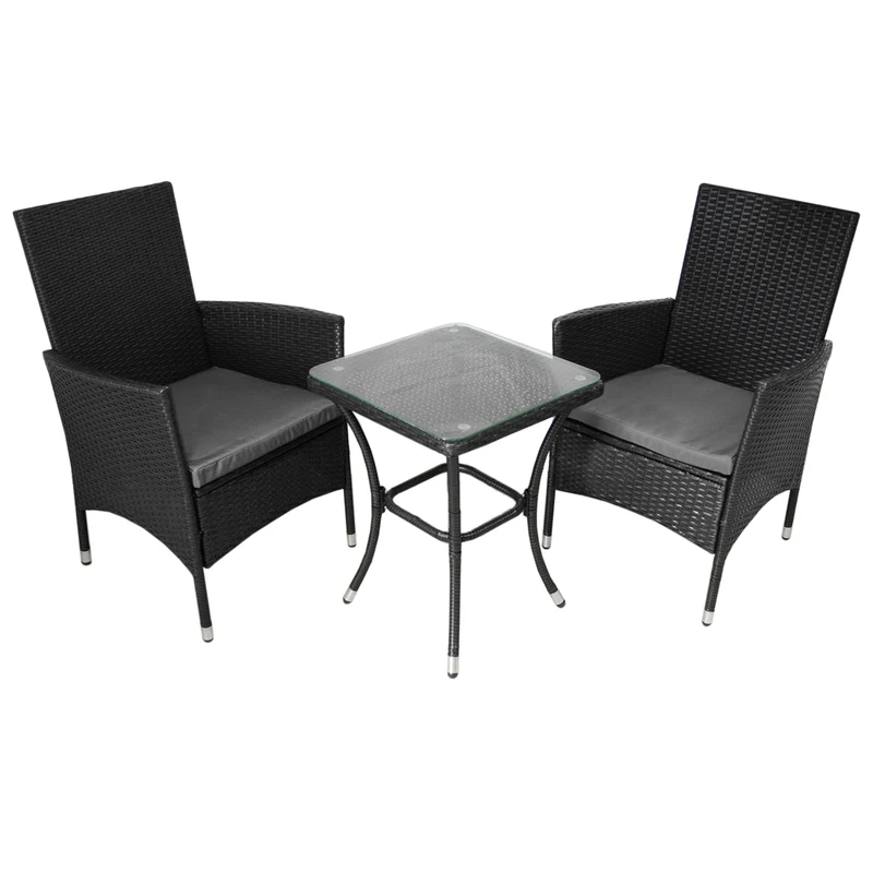 Jardí Set Bistro en Rotin Noir