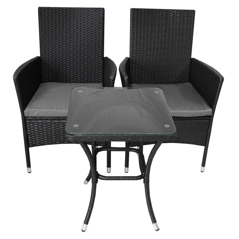 Jardí Set Bistro en Rotin Noir