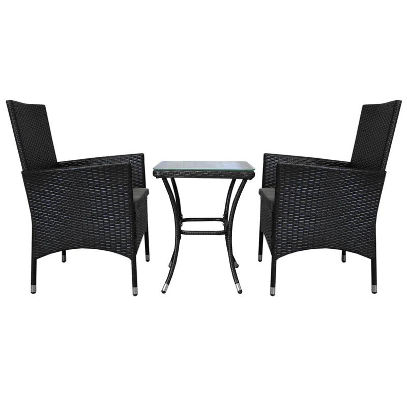 Jardí Set Bistro en Rotin Noir