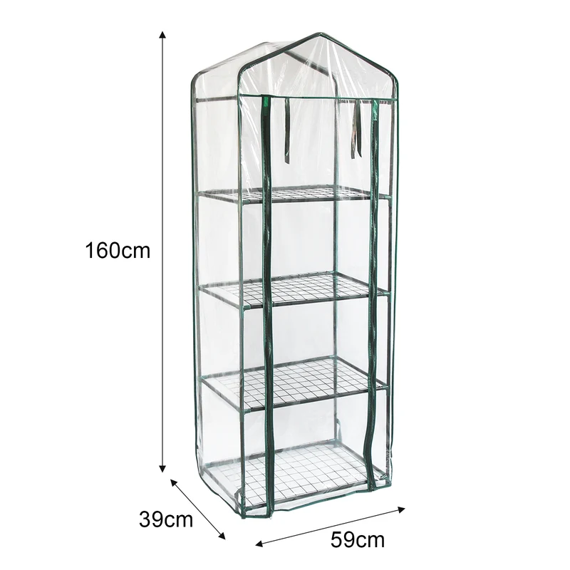 Mini Serre à 4 étagère avec Couverture en PVC