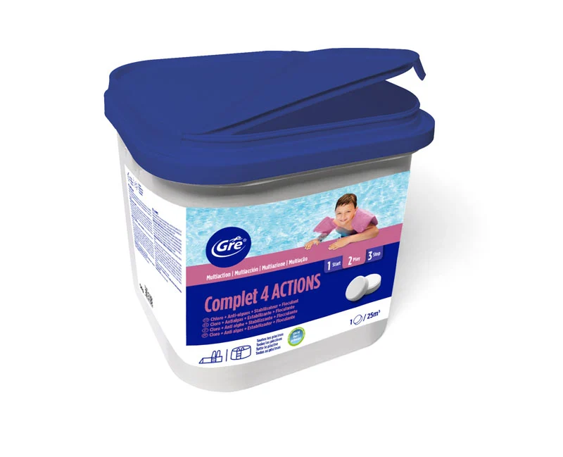 Cloro 4 acciones pastillas 250 gr. sin cobre. 5 Kg. GRE 76012