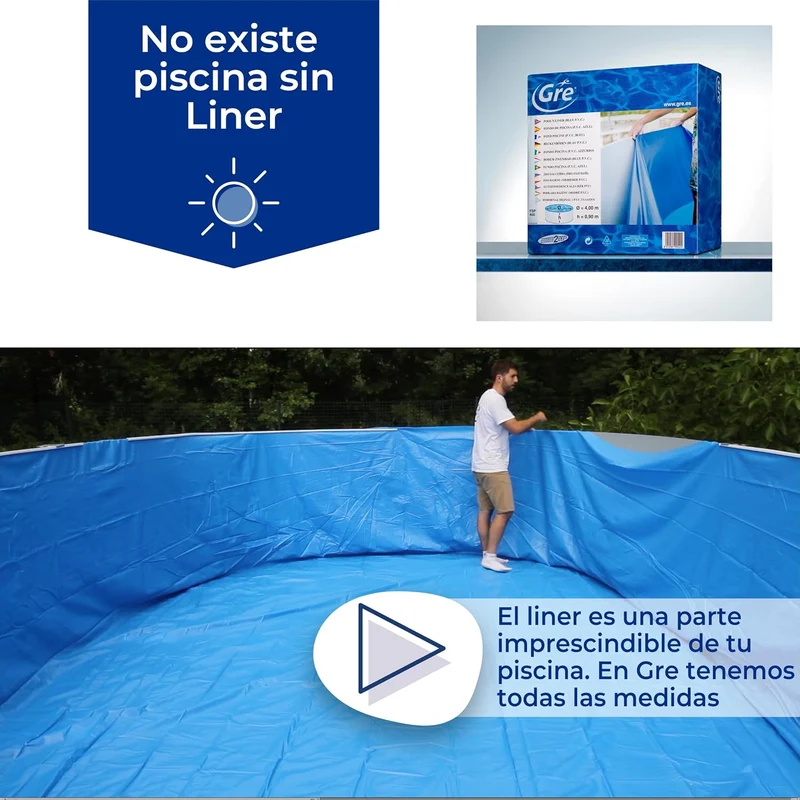 Gre - Liner para piscina de acero ovalada de 132 CM de altura