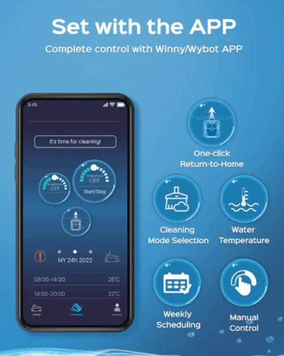 Robot Aspirador E-TRON C20 by WYBOT limpa fundos electrico automatico