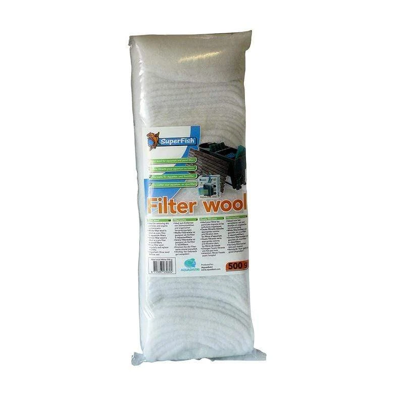 Ouate filtrante fine blanc pour bassin et aquarium - 500 grammes - Superfish
