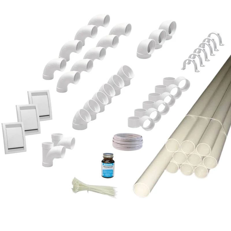 Pack complet aspirateur centralisé PREMIUM 1 avec flexible BIROTOR et accessoires pour l'installation de 3 prises standard