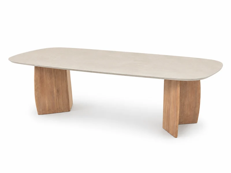 Table à manger Nova 110 po en microciment et teck – Atoll