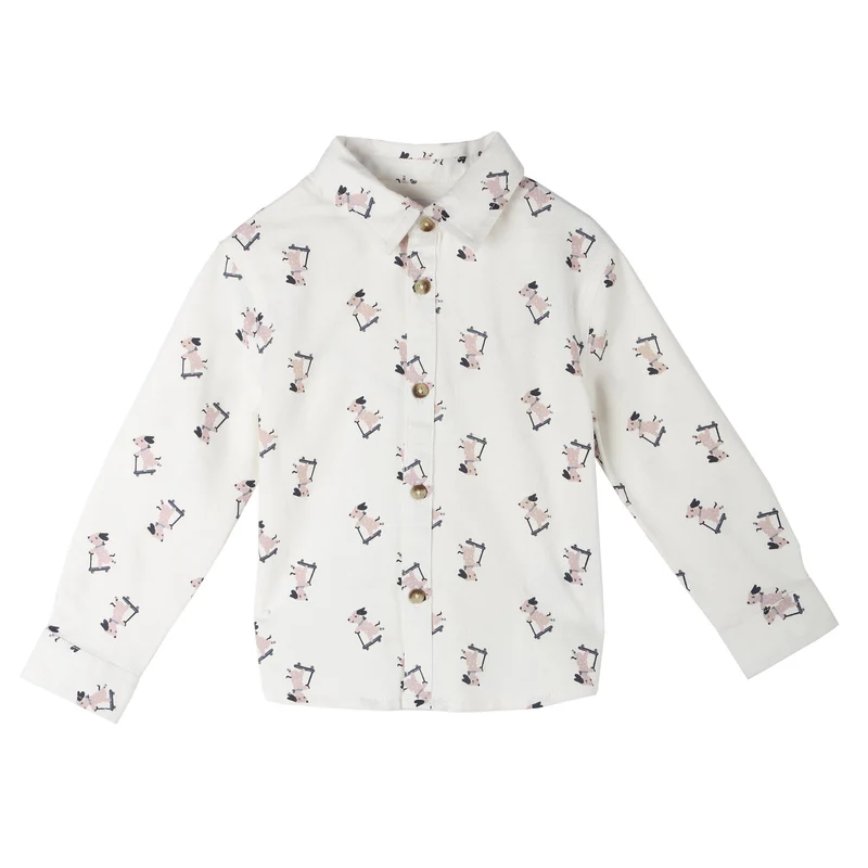 Chemise bébé garçon Mes Petits Cailloux 100 % coton écrue – 3 à 36 mois