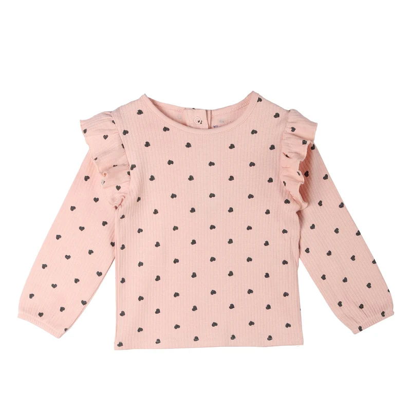 T-shirt à volants bébé fille Mes Petits Cailloux – 3 à 36 mois - Rose