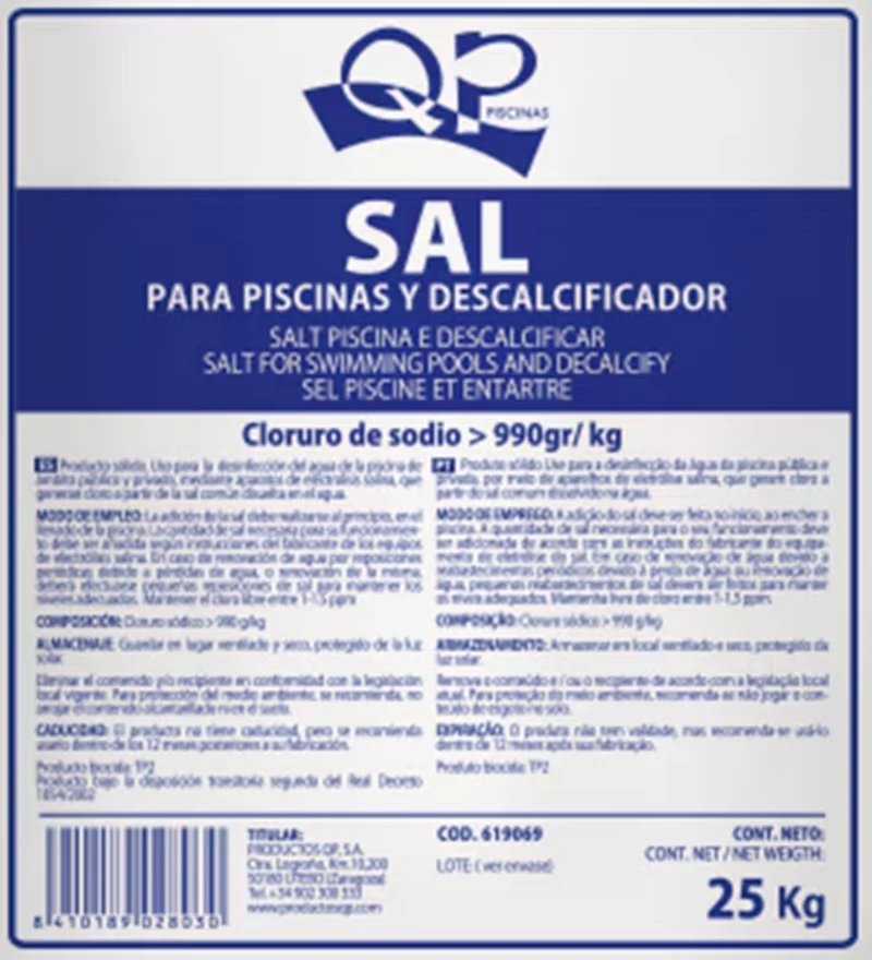 PACK . Sal marinho para Piscinas QP AXTON QUIMICAMP alta qualidade Granulado