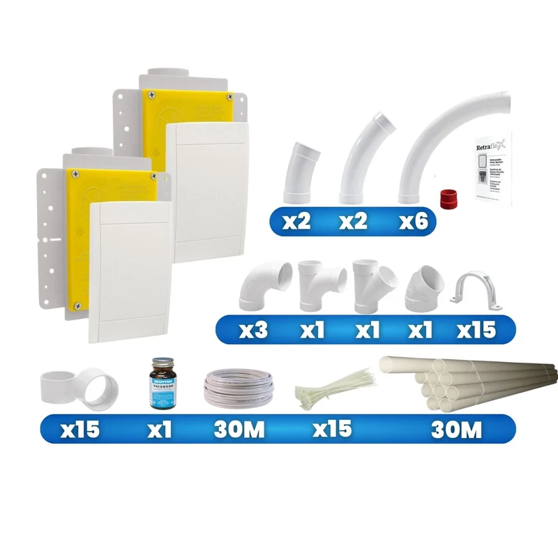 Aspirateur centralisé PREMIUM 1 avec pack Retraflex® pour l'installation de deux prises