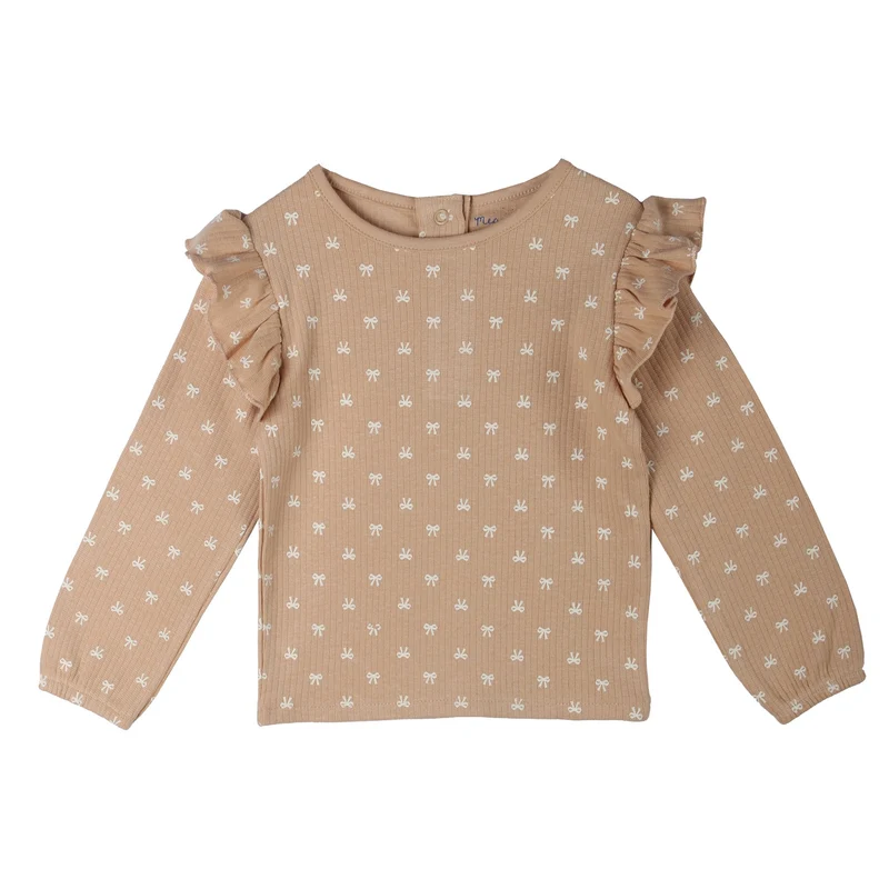 T-shirt à volants bébé fille Mes Petits Cailloux – 3 à 36 mois - Beige