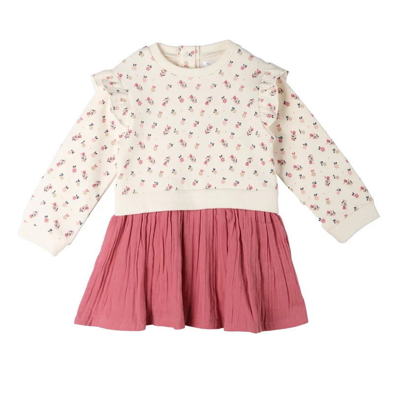 Robe 2-en-1 bébé fille à volants Mes Petits Cailloux écrue – 3 à 36 mois