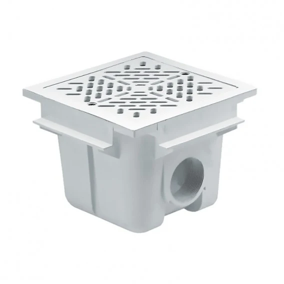 Sumidero AstralPool cuadrado 210 × 210 mm para piscina de hormigón salida lateral 2"