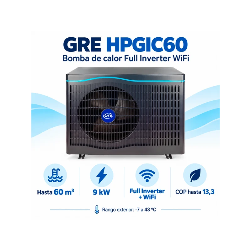 Bomba de calor GRE HPGIC60 Full Inverter WiFi hasta 60 m³