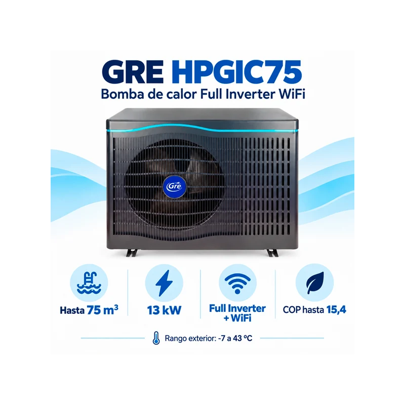 Bomba de calor GRE HPGIC75 Full Inverter WiFi hasta 75 m³