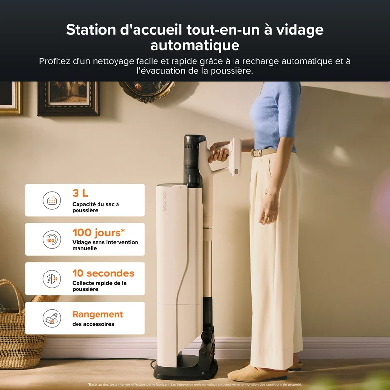 Roborock H60 Hub Pro – Aspirateur sans fil avec station de vidage automatique