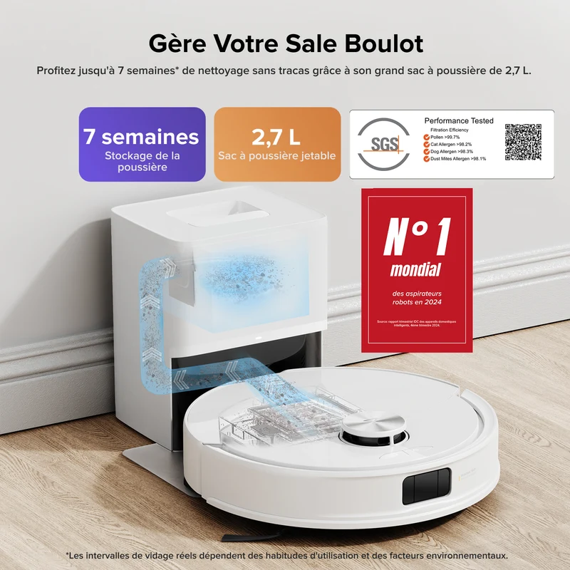 Roborock Q10 S5+ robot aspirateur laveur de VibraRise 2.0 avec avec station de vidage automatique