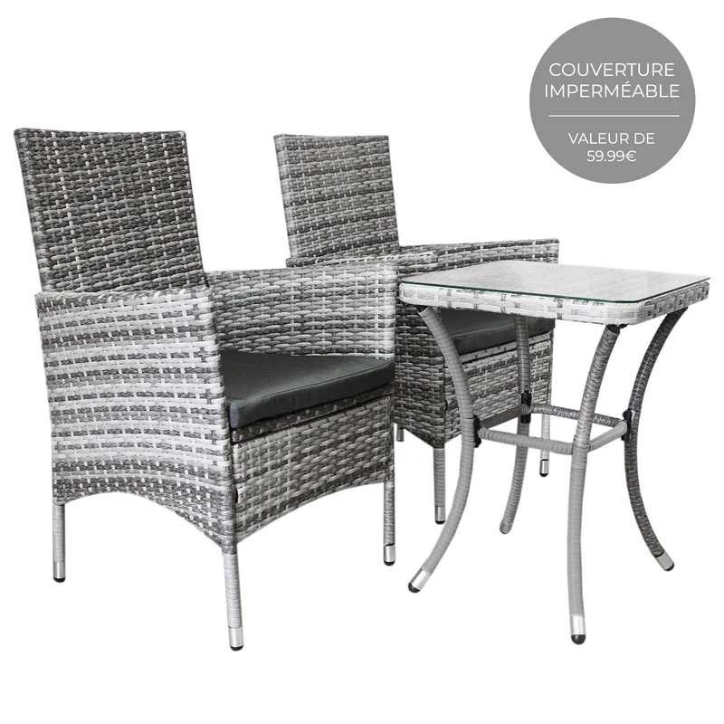 Ensemble Bistro en Polyrotin Jardí Gris