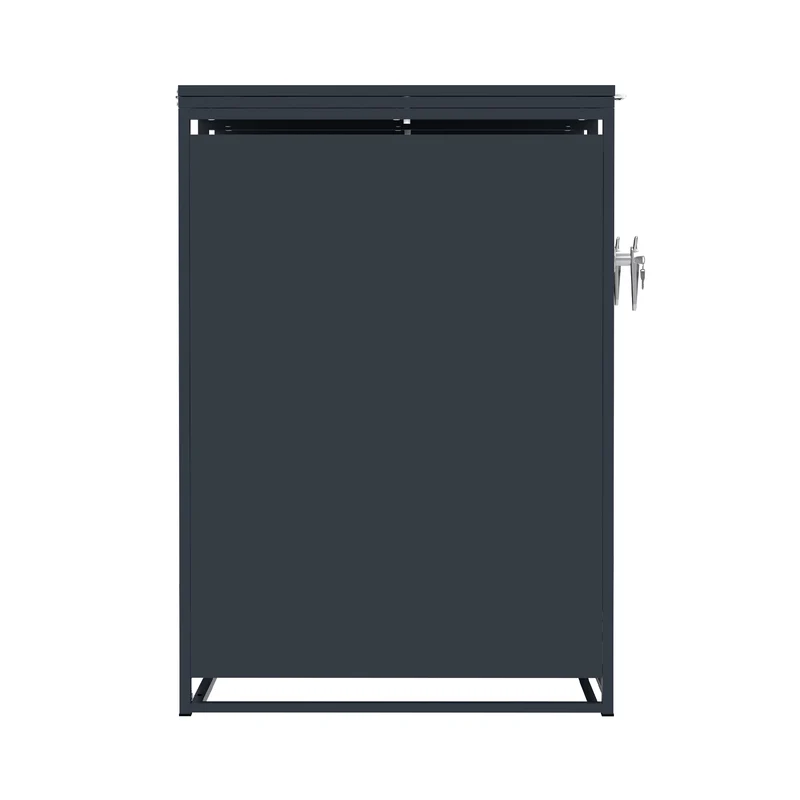 Abri Métallique pour 4 Poubelles à Roulettes - Anthracite et Bois Gris
