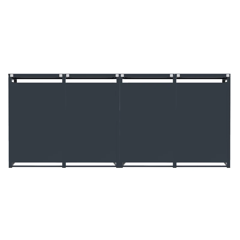 Abri Métallique pour 4 Poubelles à Roulettes - Anthracite et Bois