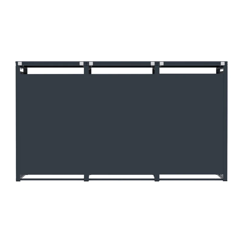 Abri Métallique pour 3 Poubelles à Roulettes - Anthracite et Bois Gris