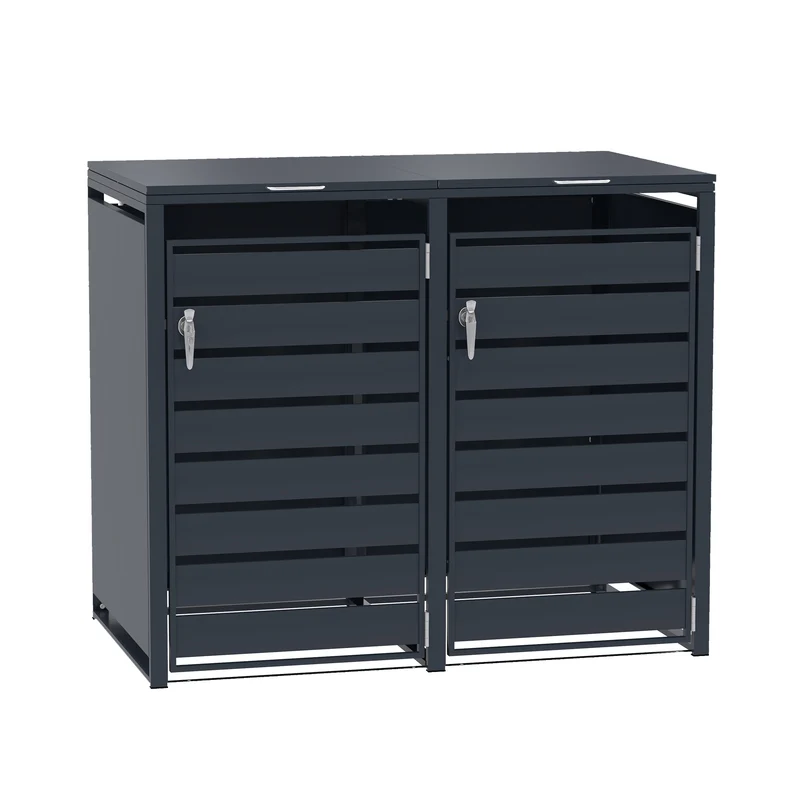 Abri Métallique pour 2 Poubelles à Roulettes - Anthracite