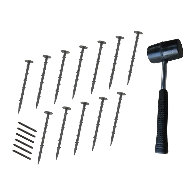 Lot de 20 Bordures de Jardin Flexibles en Caoutchouc 1,2 m & Maillet - Gris