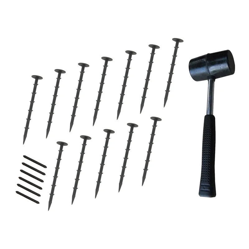 Lot de 26 Bordures de Jardin Flexibles en Caoutchouc 1,2 m & Maillet - Noir