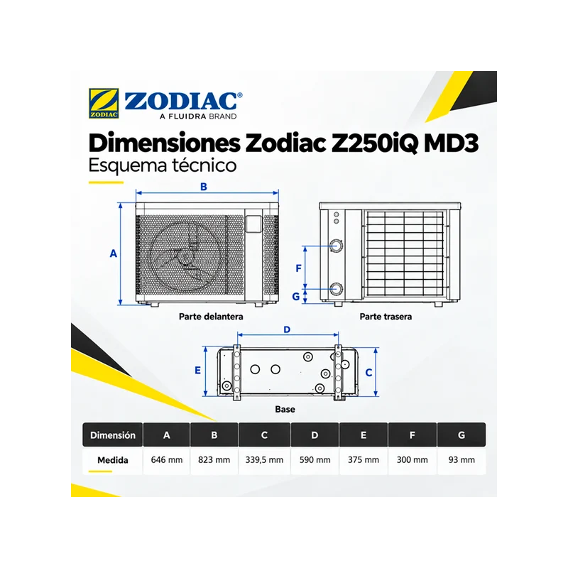Bomba de calor Zodiac Z250iQ MD3 Full Inverter 5,5 kW con WiFi