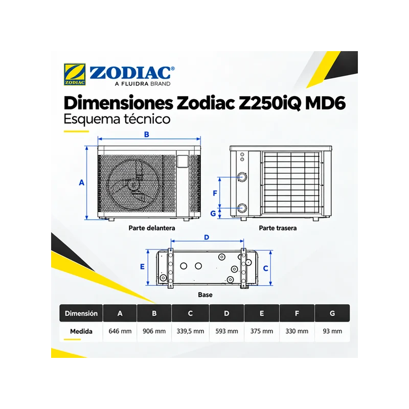Bomba de calor Zodiac Z250iQ MD6 Full Inverter 11 kW con WiFi