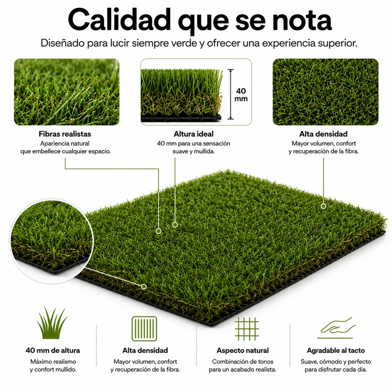 Rollo Césped Artificial Premium 40 mm