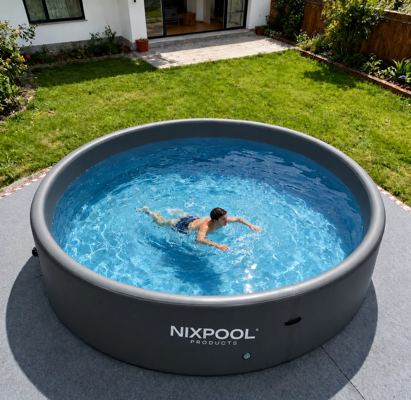 Piscina elevada sin obra hinchable rigida gris antracita
