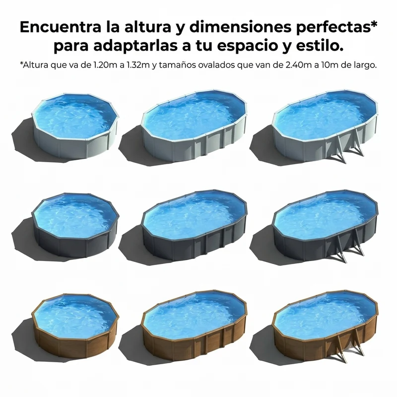 Piscina Elevada Gre Wet Ovalada Imitación Madera