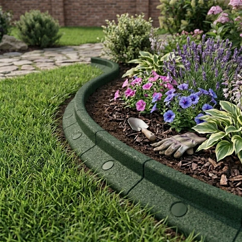 Lot de 4 Bordures de Jardin Flexibles en Caoutchouc 1,2 m - Vert
