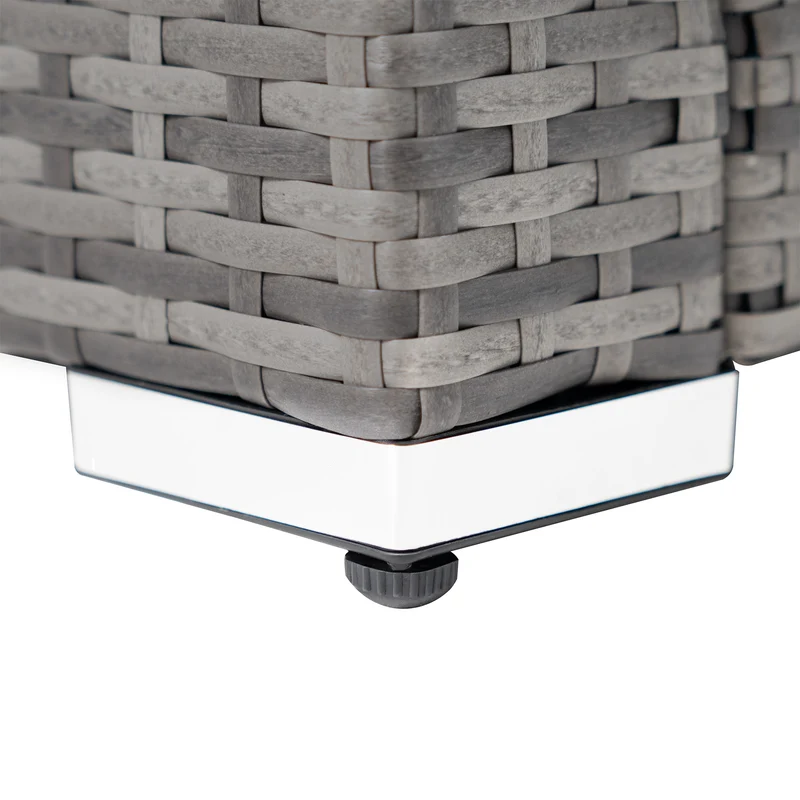 Salon de Jardin en Rotin & Table en Bois Composite - Gris