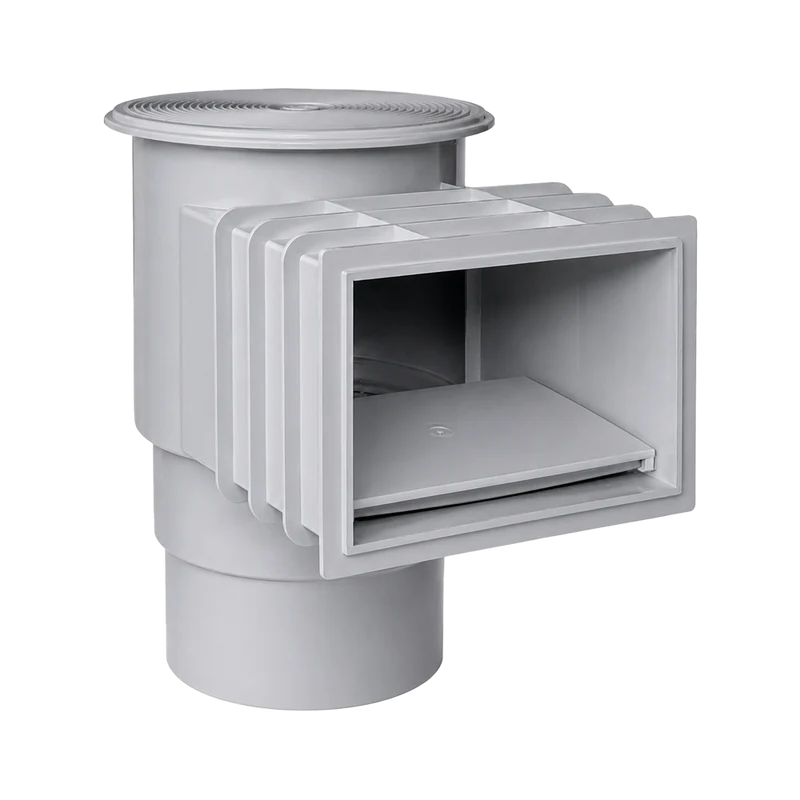 Skimmer QP para piscina de hormigón boca 200 mm gris claro – tapa redonda – Ref. 500183GC