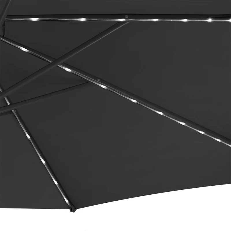 Parasol Banane à Mât Déporté à LED 3 m - Gris