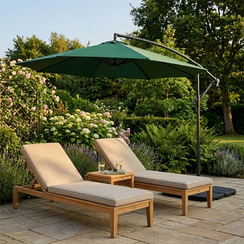 Parasol Banane à Mât Déporté 3 m - Vert