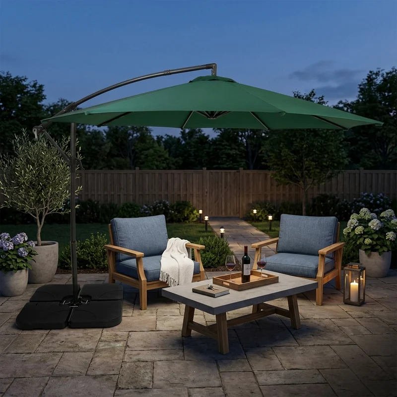 Parasol Banane à Mât Déporté 3 m - Vert