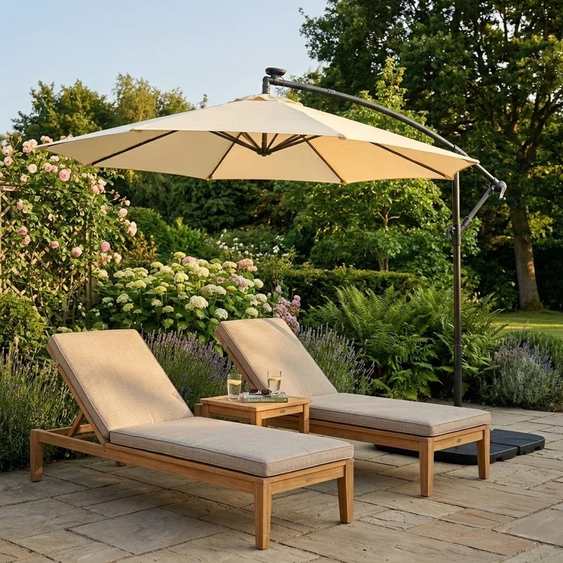 Parasol Banane à Mât Déporté 3 m - Crème