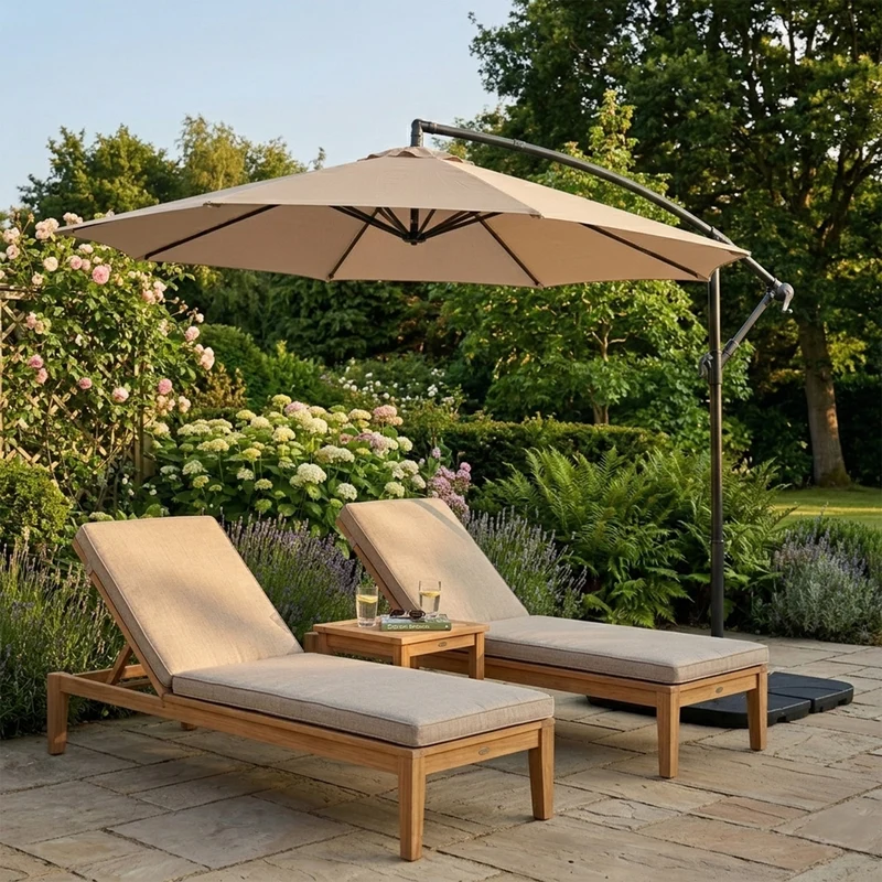 Parasol Banane à Mât Déporté 3 m - Beige