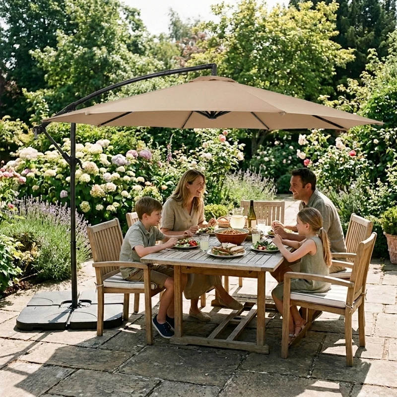 Parasol Banane à Mât Déporté 3 m - Beige