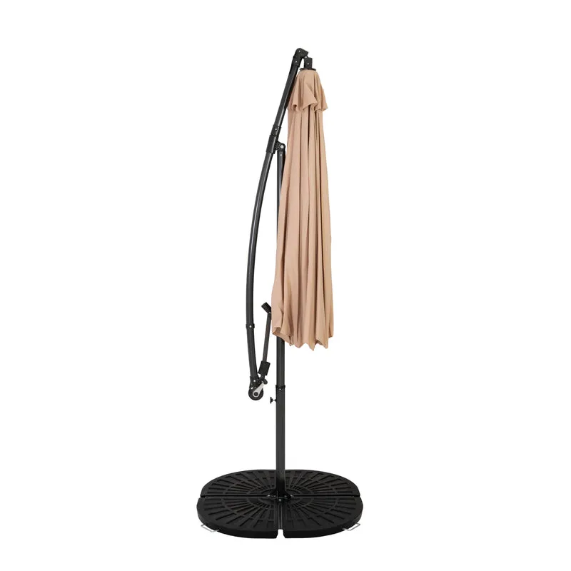 Parasol Banane à Mât Déporté 3 m & 4 Pieds en Éventail - Beige