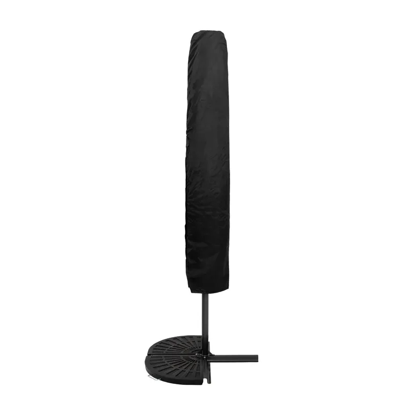 Parasol Banane à Mât Déporté à LED 3 m & 2 Pieds en Éventail - Gris