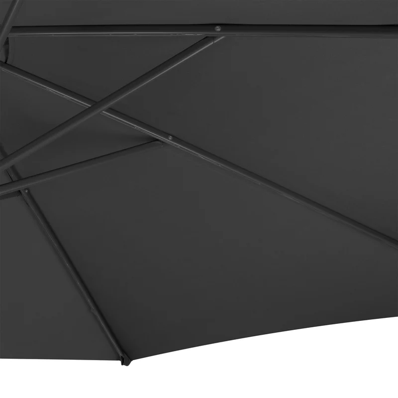 Parasol Banane à Mât Déporté 3 m & 2 Pieds en Éventail - Gris