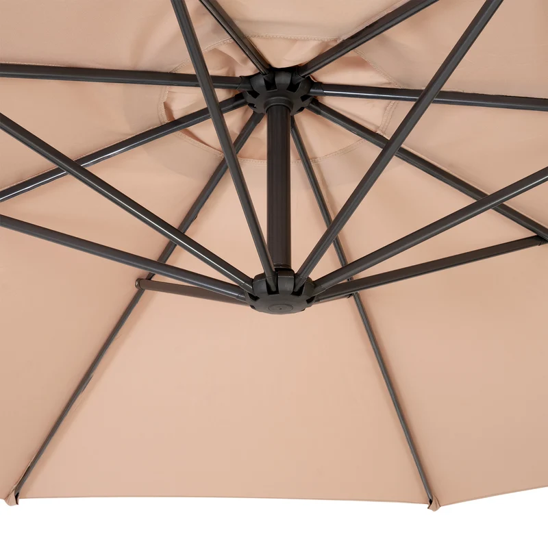 Parasol Banane à Mât Déporté 3 m & 2 Pieds en Éventail - Beige