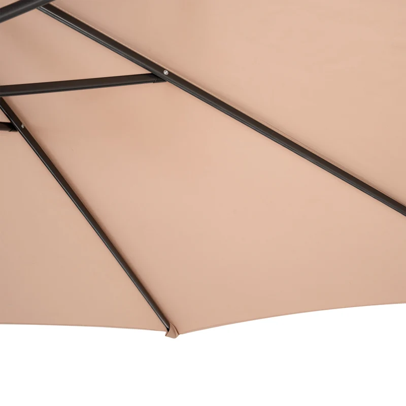 Parasol Banane à Mât Déporté 3 m & 2 Pieds en Éventail - Beige