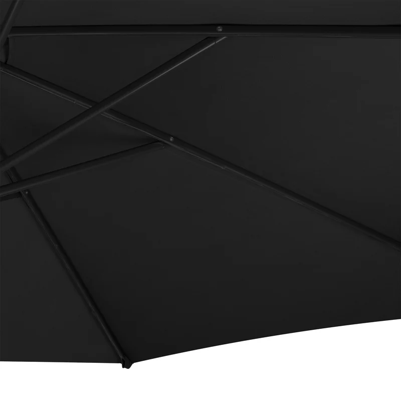 Parasol Banane à Mât Déporté 3 m & 2 Pieds en Éventail - Noir