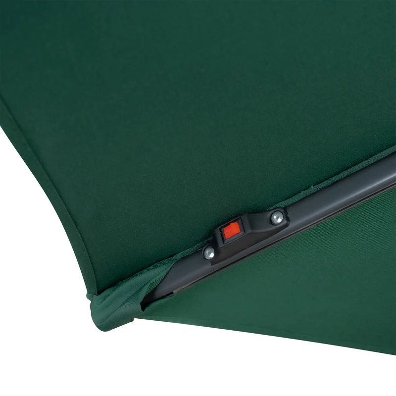 Parasol Banane à Mât Déporté à LED 3 m & Pied Carré - Vert